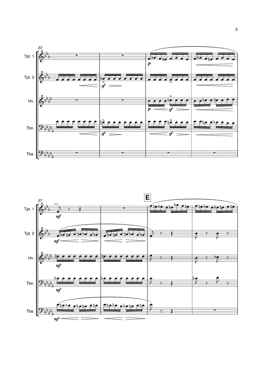 The Flight Of The Bumble Bee (Brass Quintet) Brass Quintet scores gallery preview page 6