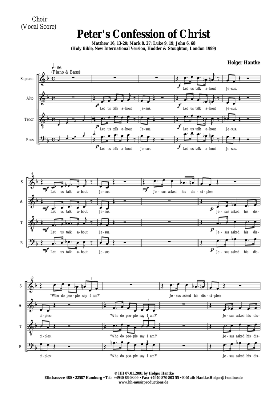 Peter's Confession of Christ (Vocal Score)
