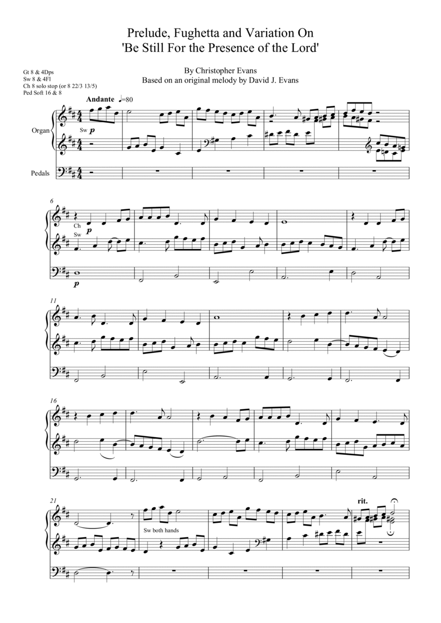 Prelude On 'Be Still For the Presence Of the Lord' for Organ Solo Organ Solo scores gallery preview page 1