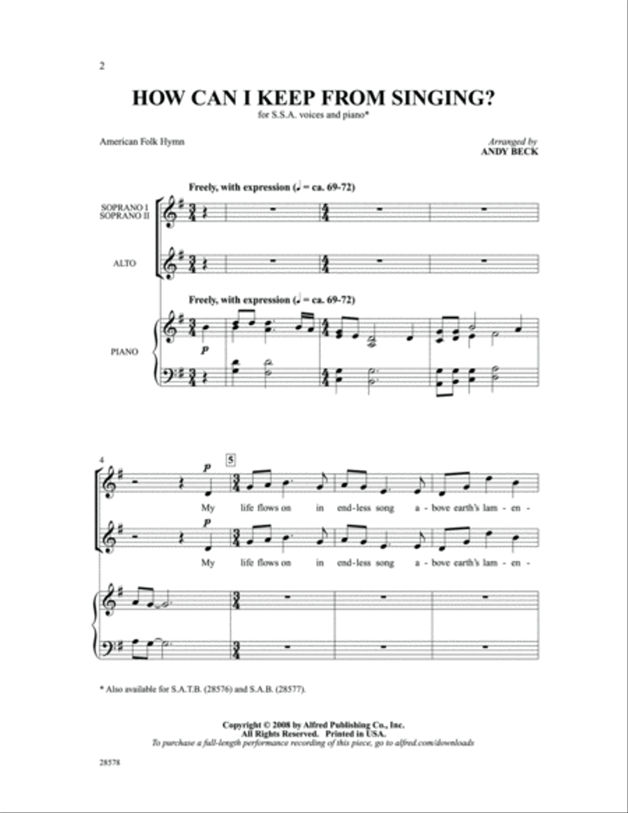 How Can I Keep from Singing? Women's Choir scores gallery preview page 2