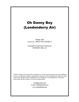 Oh Danny Boy (Londonderry Air) - Lead sheet (key of C)