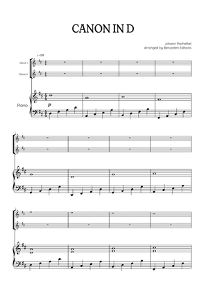 Pachelbel Canon in D • oboe duet sheet music w/ piano accompaniment