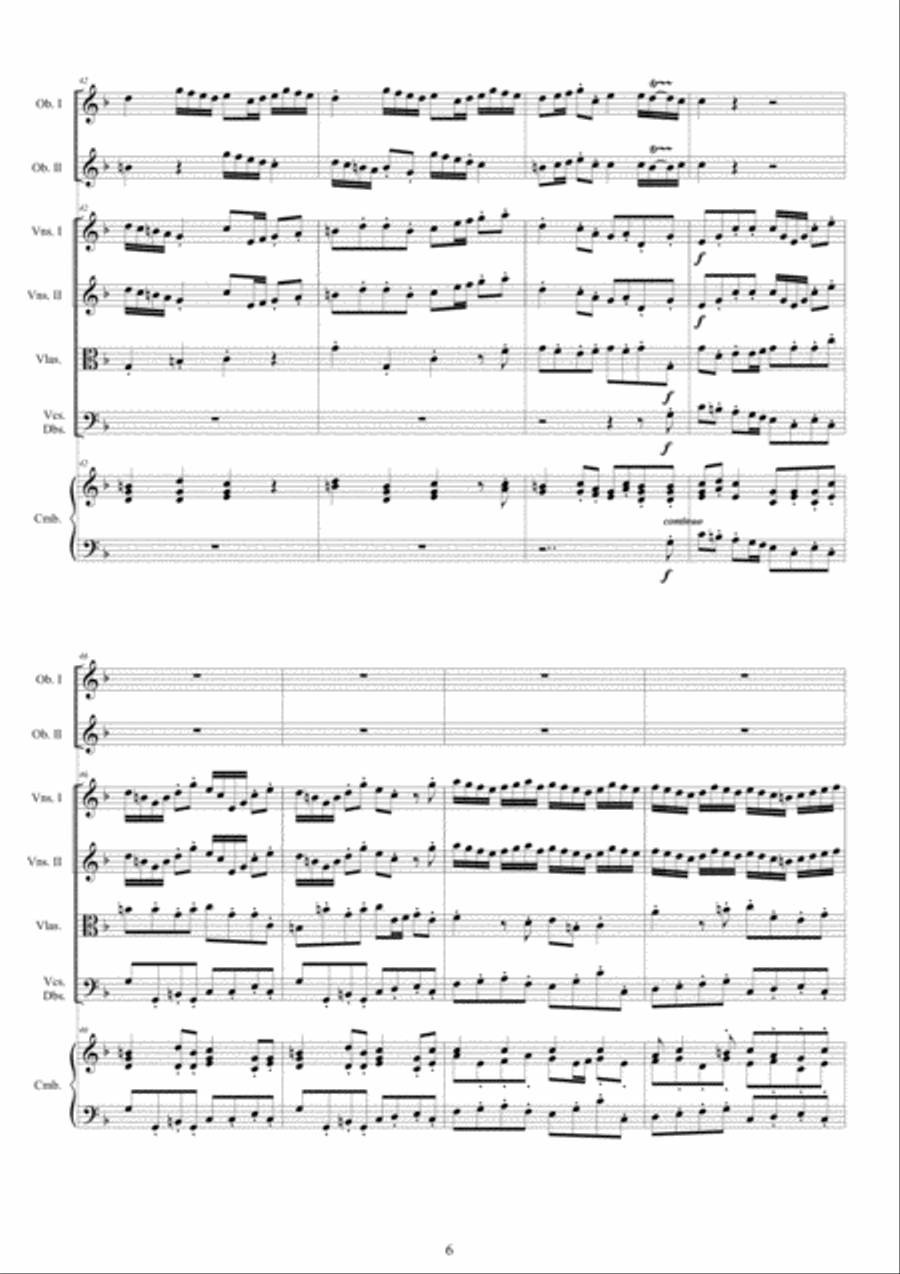 Albinoni - Oboe Concerto No.3 in F major Op.9 for Two Oboes, Strings and Cembalo Woodwind Ensemble scores gallery preview page 6