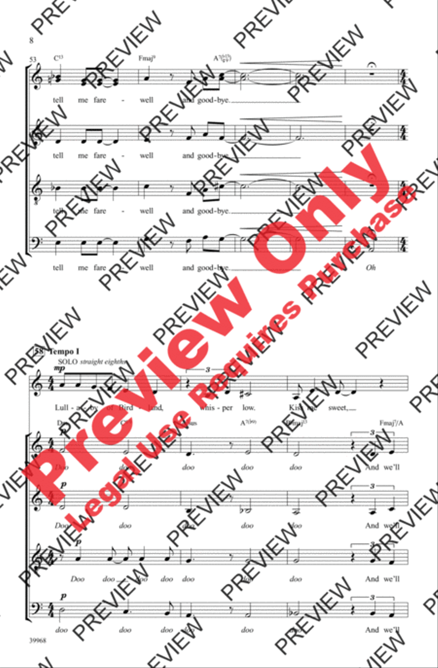 Lullaby of Birdland Lullaby of Birdland 4-Part scores gallery preview page 8