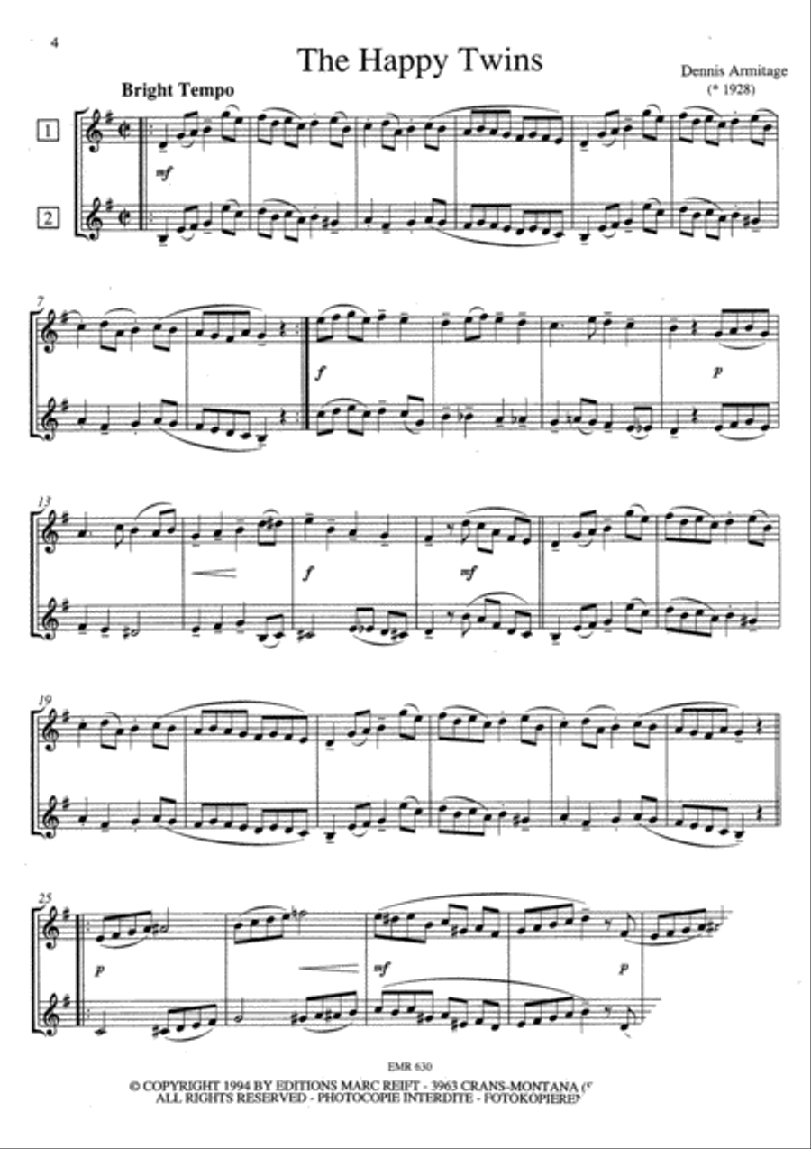 8 Happy Pieces Trumpet Duet scores gallery preview page 3