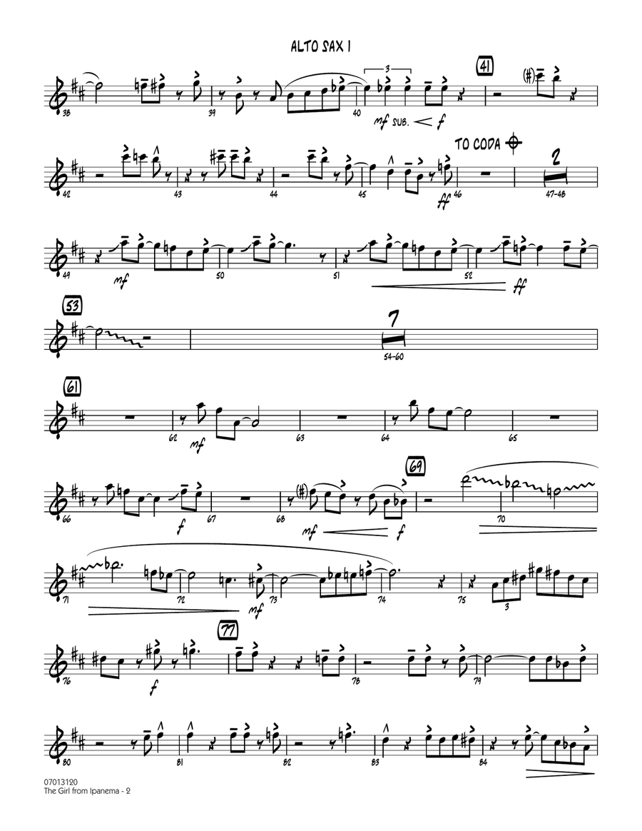 The Girl from Ipanema - Alto Sax 1 Jazz Ensemble scores gallery preview page 2