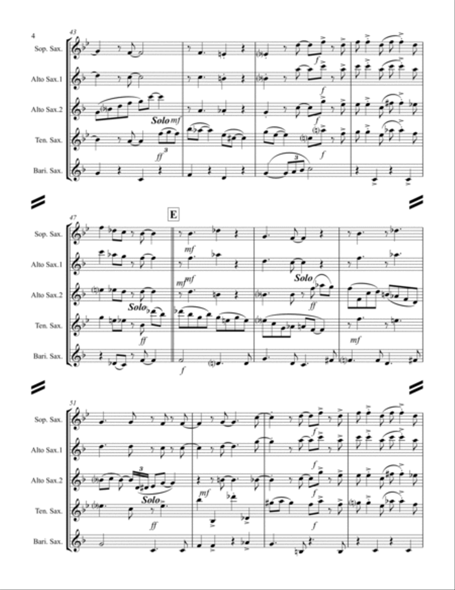 In The Mood Saxophone Quartet scores gallery preview page 5