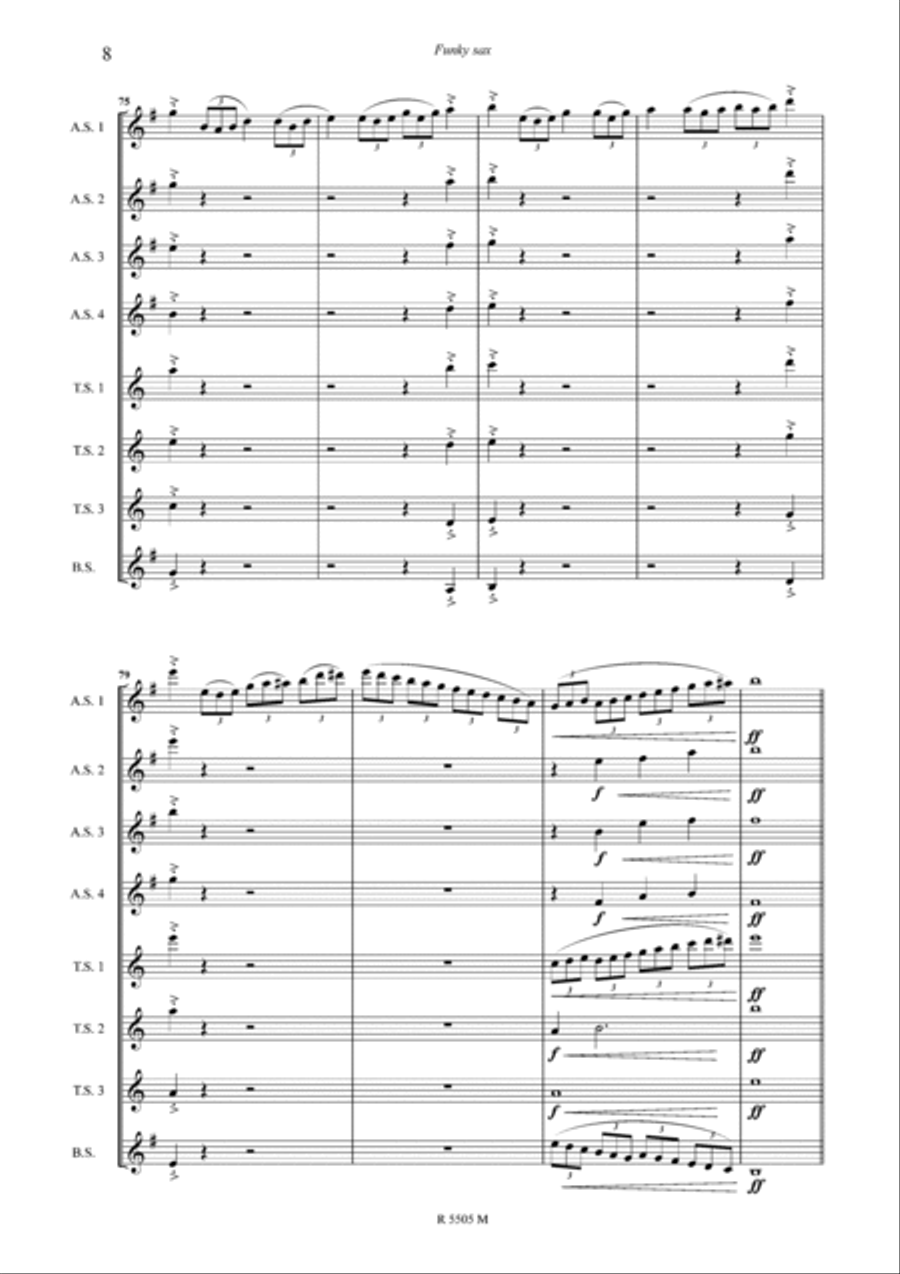 Funky sax pour saxophone Funky sax pour saxophone Saxophone Ensemble scores gallery preview page 9