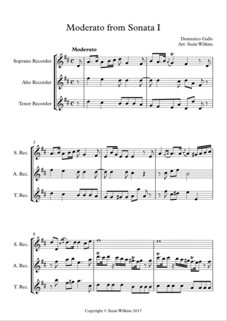 Moderato from Sonata I for SAT Recorder Trio SAT scores gallery preview page 2
