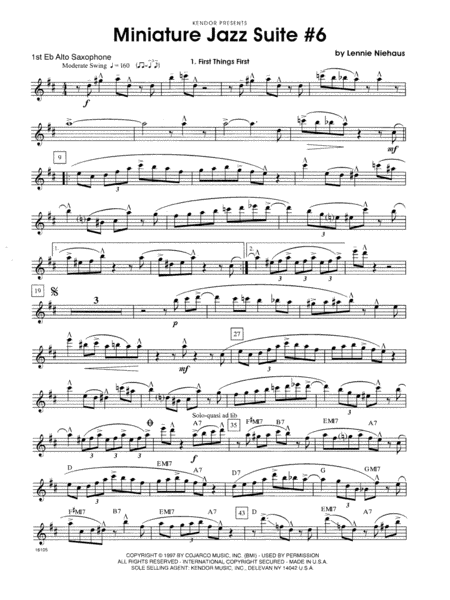 Miniature Jazz Suite #6, Four Movements - 1st Eb Alto Saxophone