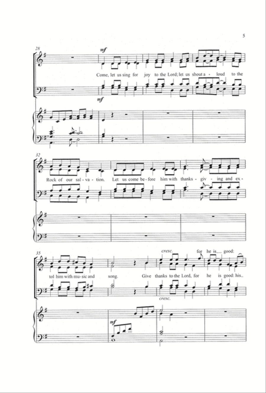 Come, Let Us Sing for Joy to the Lord 4-Part scores gallery preview page 6