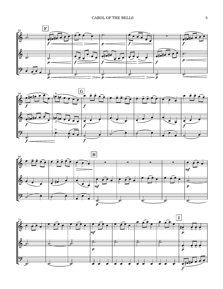 Carol Of The Bells Two Violins and Cello Trio String Trio scores gallery preview page 4