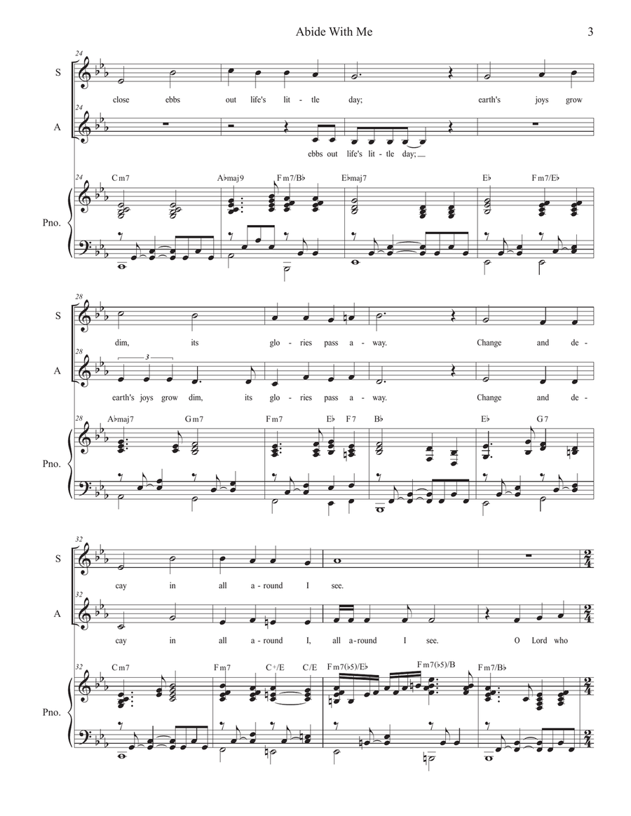 Abide With Me (Duet for Soprano and Alto solo) Alto Voice scores gallery preview page 3