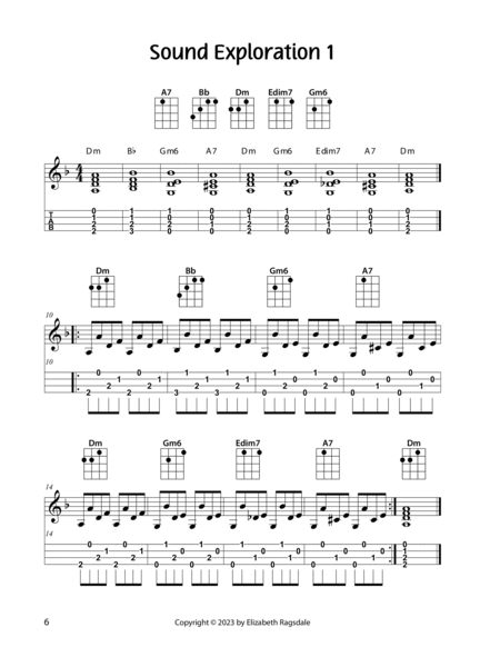 Ukulele Sound Explorations for Low G String Tuning