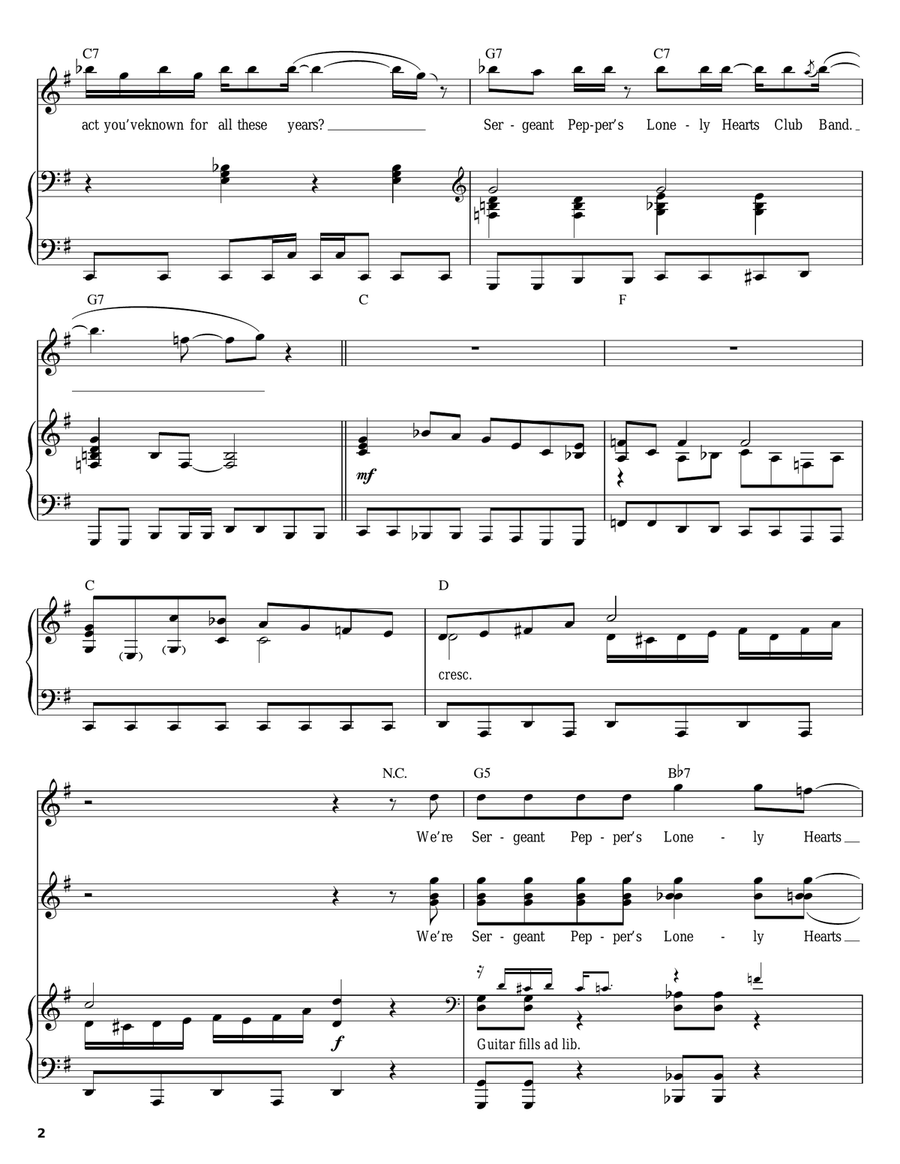 Sgt. Pepper's Lonely Hearts Club Band Piano, Vocal scores gallery preview page 2