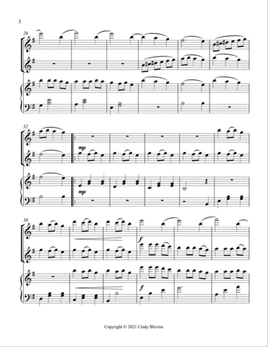 Carol Of the Bells, Two Flutes and Harp Flute Duet scores gallery preview page 4