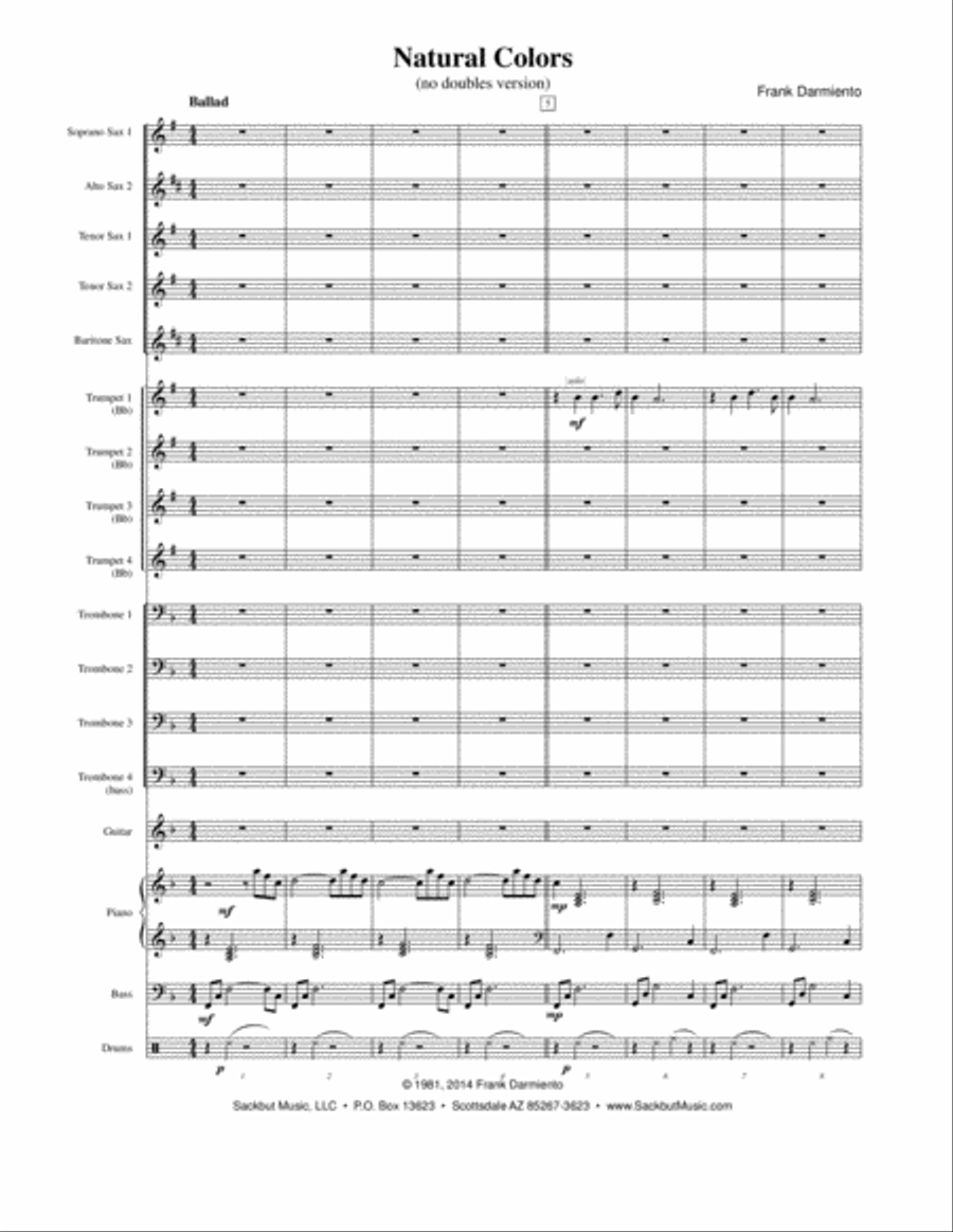 Natural Colors (no doubles version) Jazz Ensemble scores gallery preview page 1