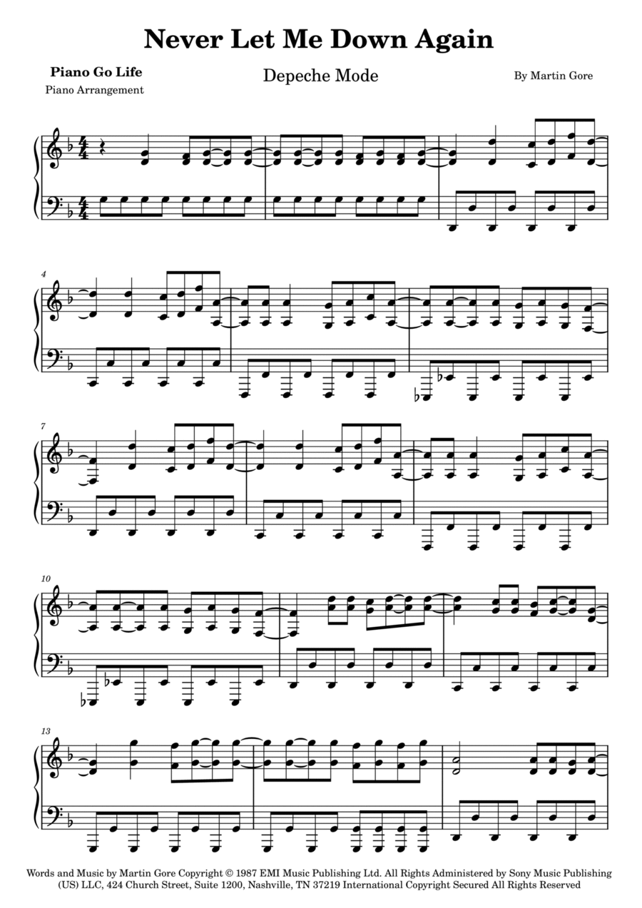 Never Let Me Down Again Never Let Me Down Again Piano Solo scores gallery preview page 1