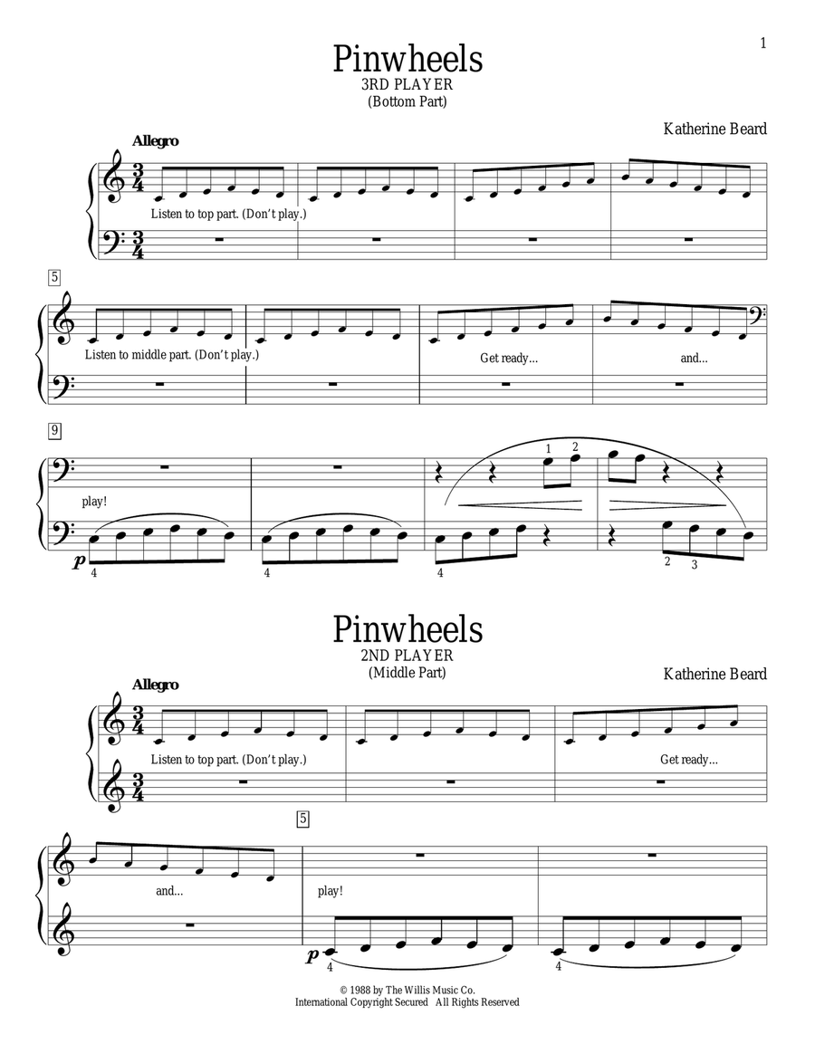 Pinwheels Piano Duet scores gallery preview page 1