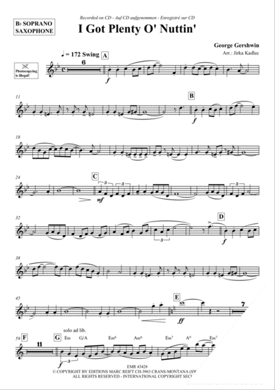 I Got Plenty O' Nuttin' Soprano Saxophone scores gallery preview page 3