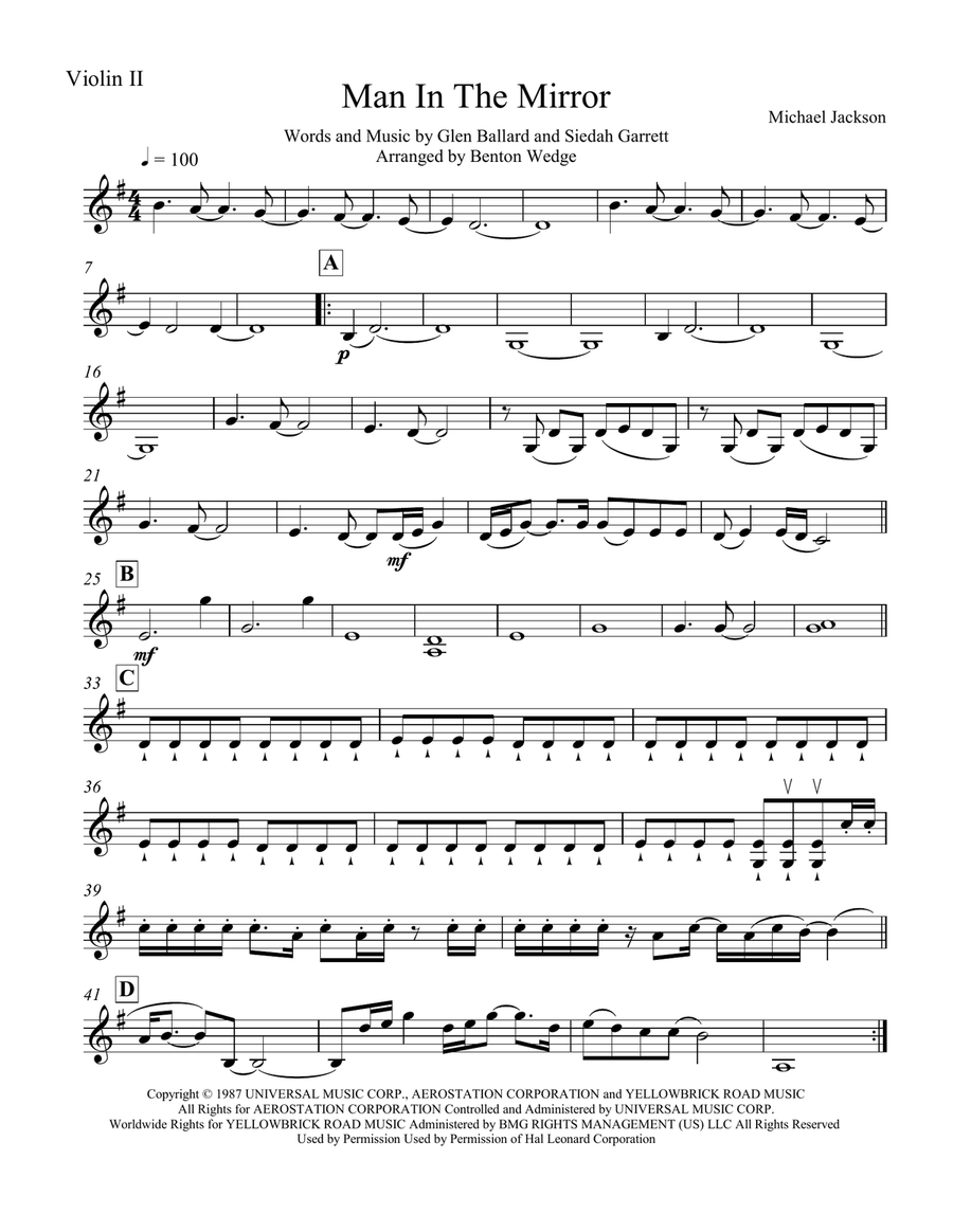 Man In The Mirror String Quartet scores gallery preview page 3