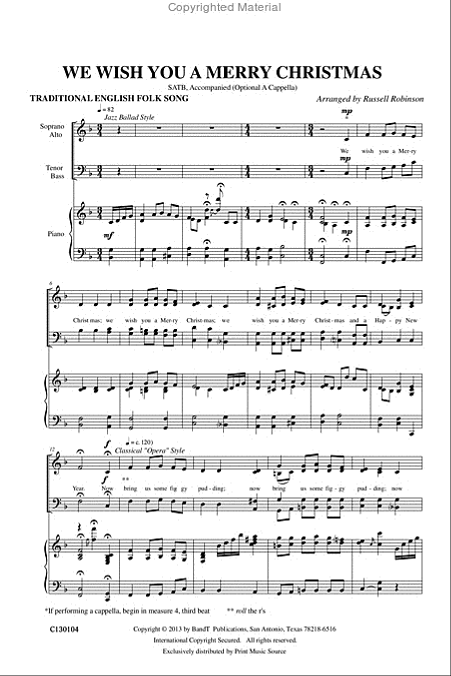 We Wish You A Merry Christmas 4-Part scores gallery preview page 4