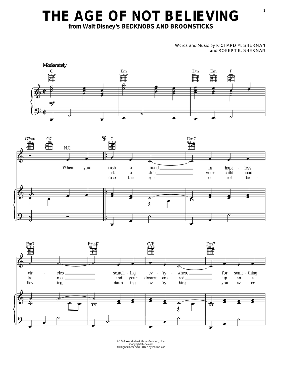 The Age Of Not Believing Piano, Vocal, Guitar scores gallery preview page 1