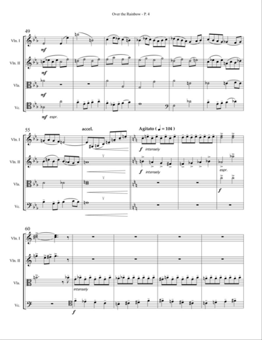 Over The Rainbow (from The Wizard Of Oz) String Quartet scores gallery preview page 4