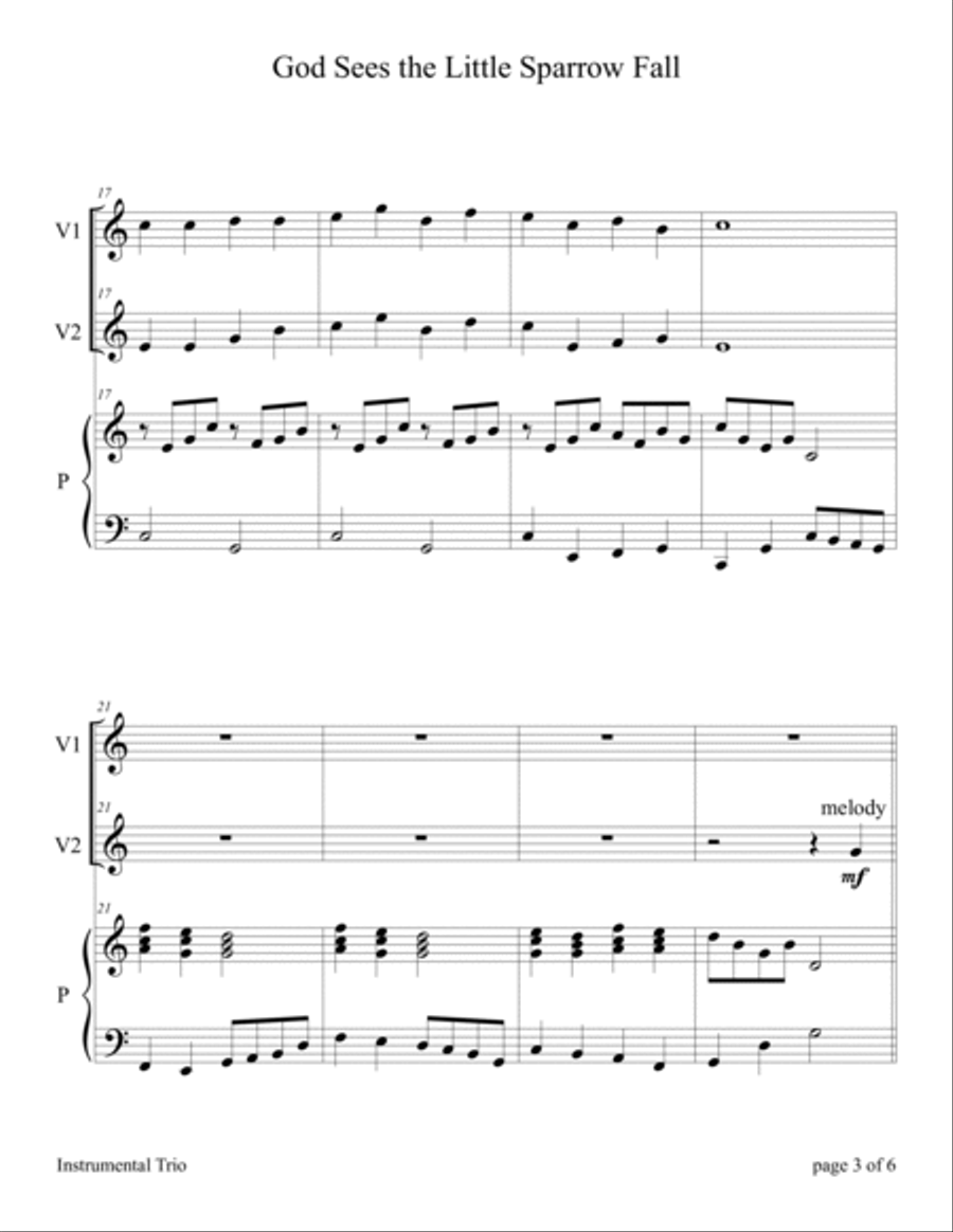 Praise Him with Stringed Instruments, Book 3 (Collection of 10 Hymns for Violin Duet with Piano) String Duet scores gallery preview page 6