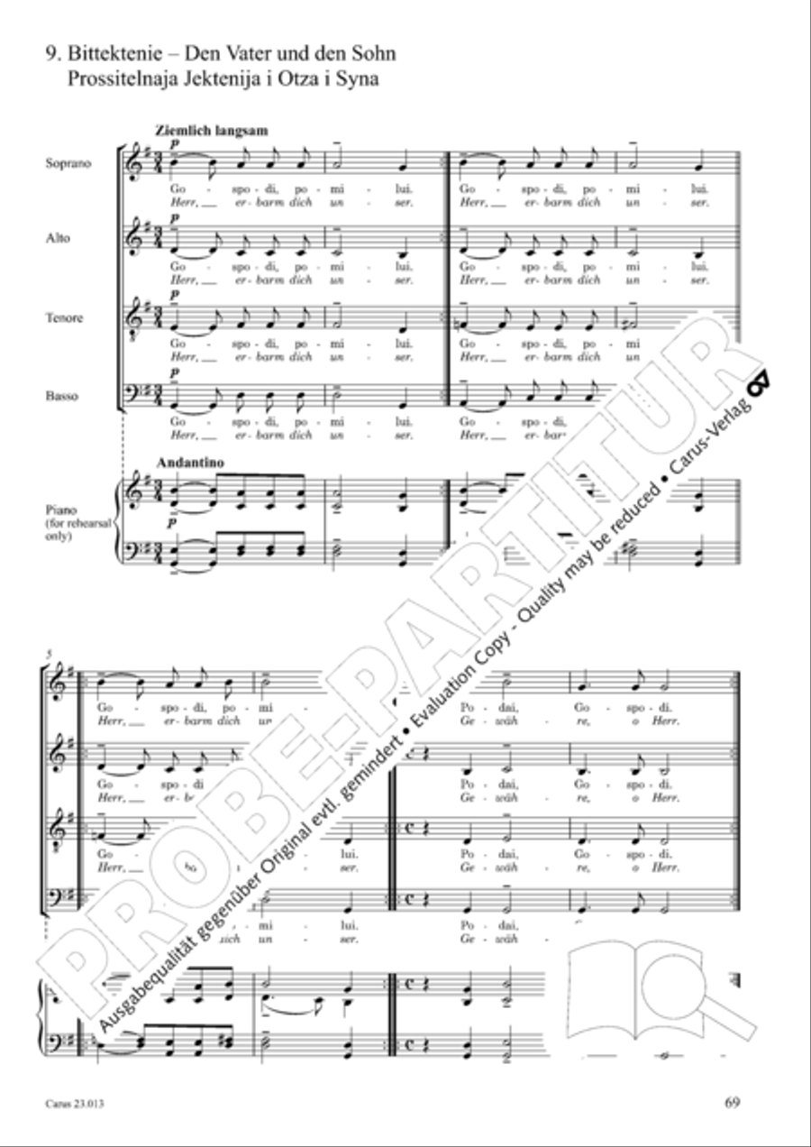 Liturgy of St. John Chrysostom op. 31 for mixed choir a cappella (Chrysostomos-Liturgie op. 31 fur Chor a cappella mit singbarem deutschem Text)