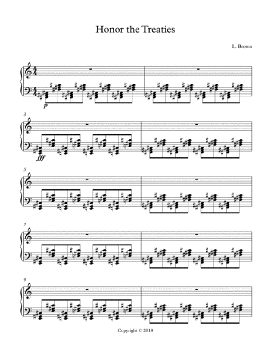 Honor the Treaties Honor the Treaties Easy Piano scores gallery preview page 1