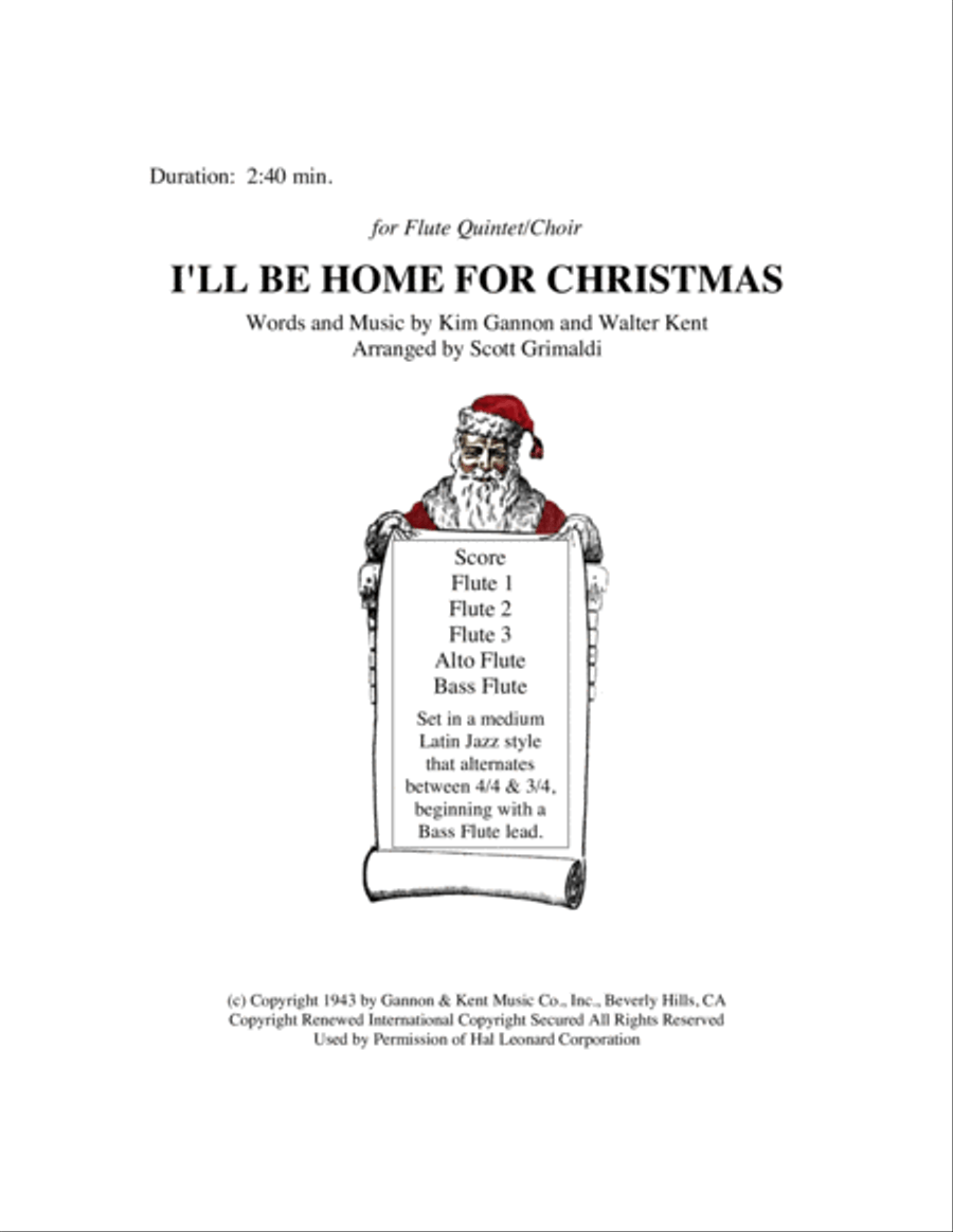I'll Be Home For Christmas Woodwind Quintet scores gallery preview page 1