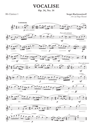 Vocalise for Clarinet Quartet