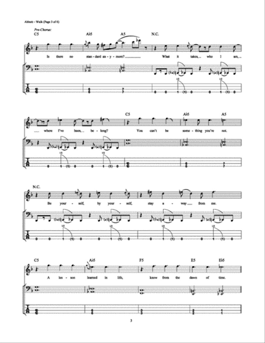 Walk Bass Guitar Tablature scores gallery preview page 3