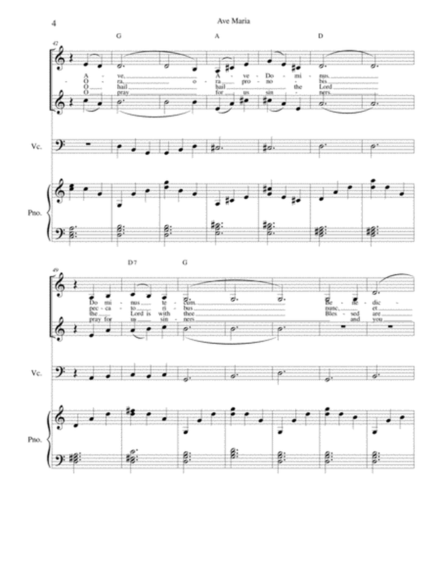 Ave Maria - Latin and English lyrics included for flute or violin or cello, voice duet and piano image number null