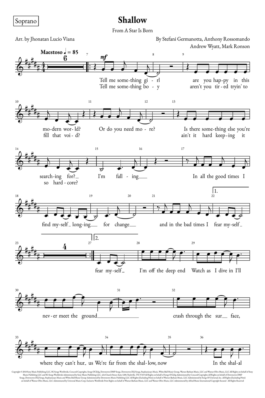 Shallow A Cappella scores gallery preview page 6