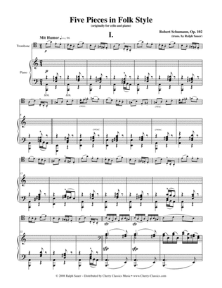 Five Pieces in Folk Style, Opus 102 for Trombone & Piano