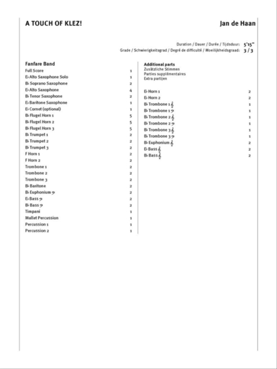A Touch of Klez! Fanfare Band scores gallery preview page 2