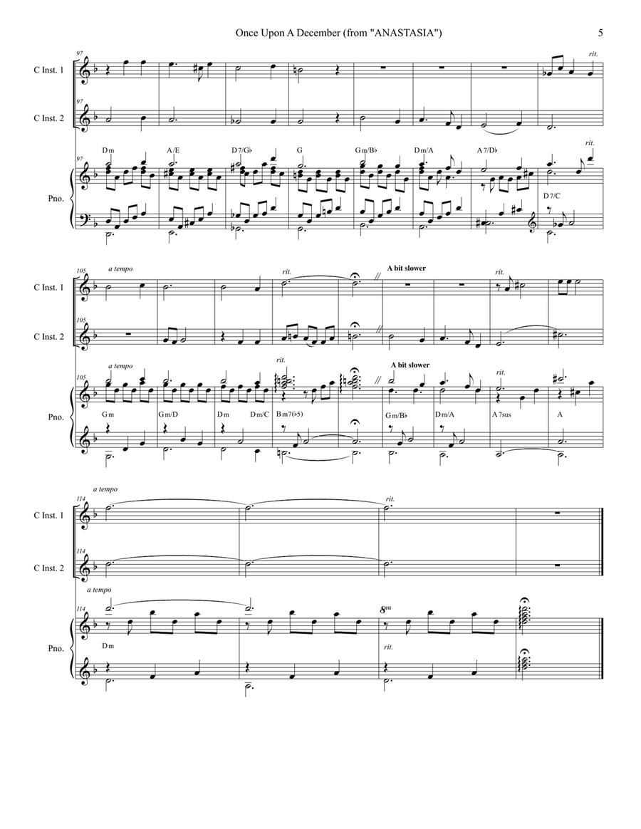 Once Upon A December from the Twentieth Century Fox Motion Picture ANASTASIA Piano scores gallery preview page 5