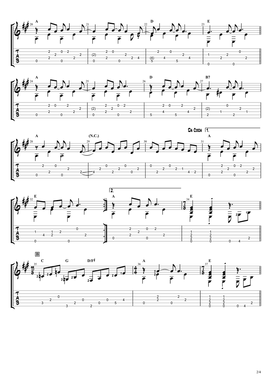 Here Comes The Sun Guitar Tablature scores gallery preview page 2