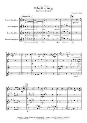 Fab's final song - Ballad - Saxophone Quartet