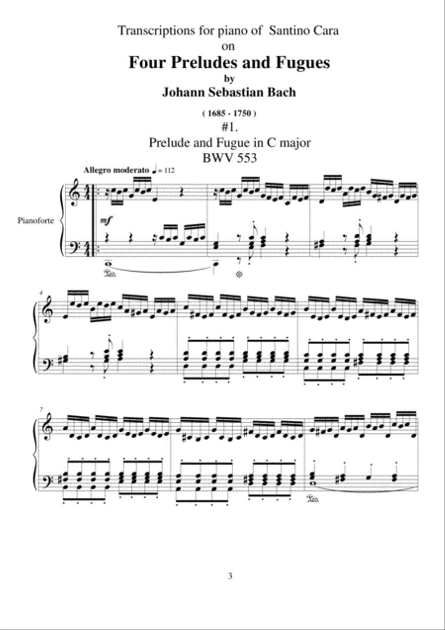 Piano transcriptions of the Eight Preludes and Fugues of J.S.Bach 4-Part scores gallery preview page 3
