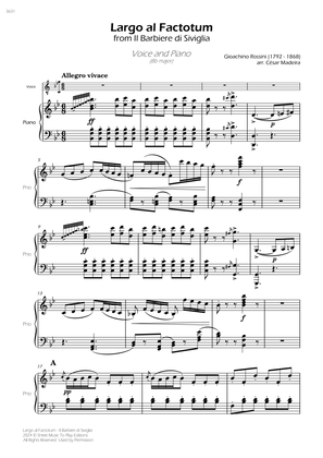 Largo al Factotum - Voice and Piano - Bb Major (Full Score)