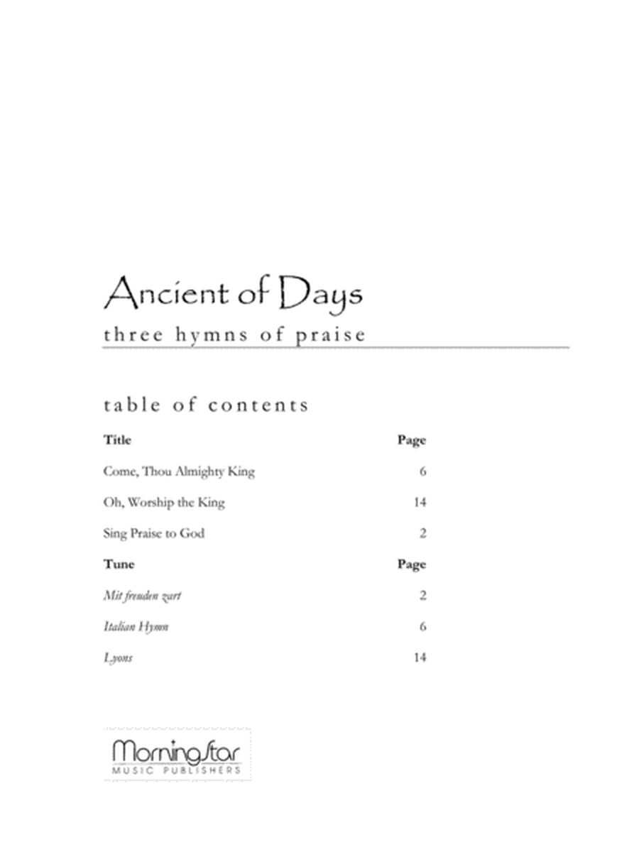 Ancient of Days: Three Hymns of Praise image number null