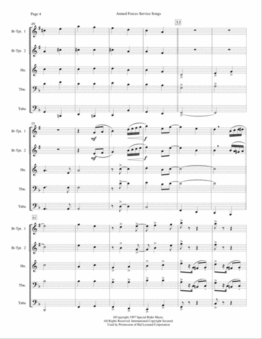 Armed Forces Service Songs Brass Ensemble scores gallery preview page 5