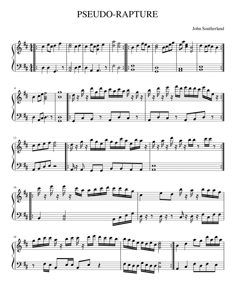 Pseudo-Rapture Piano Solo scores gallery preview page 1