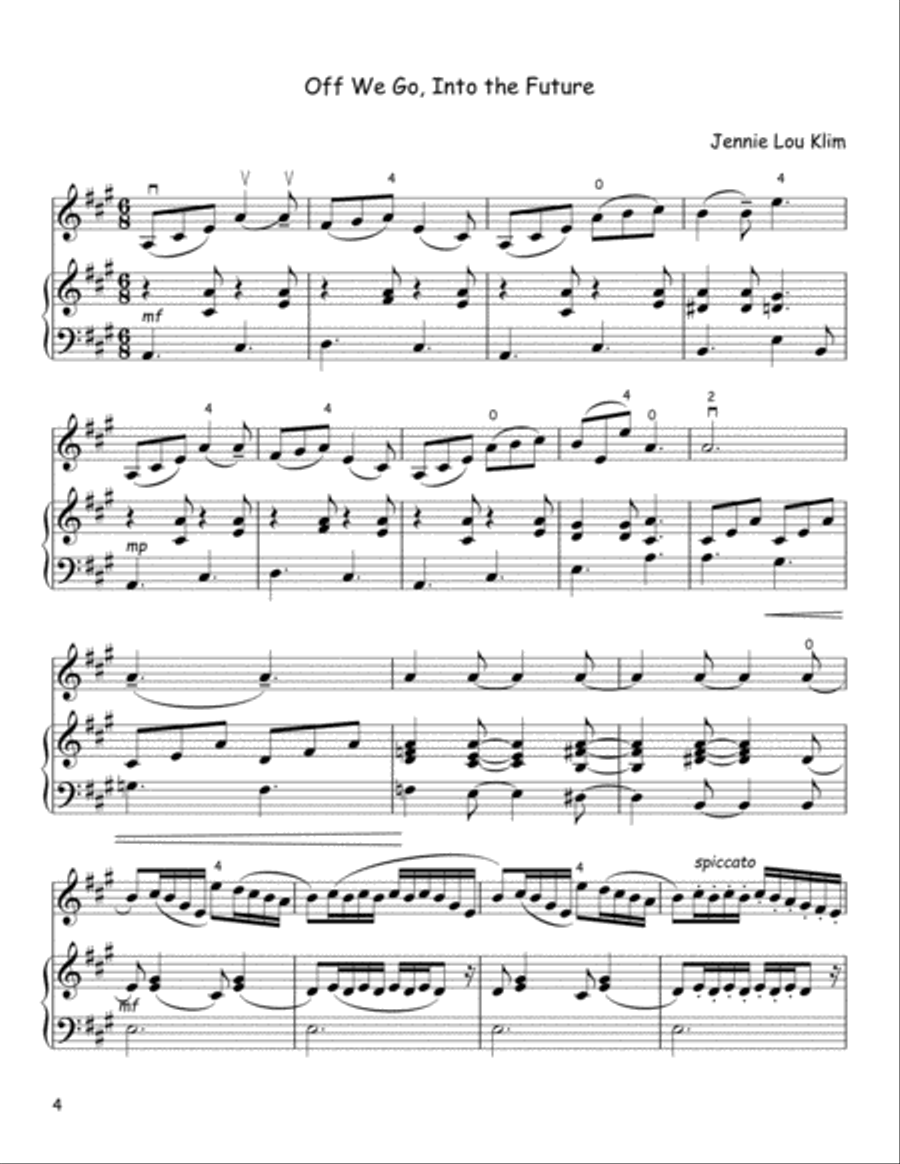 Off We Go, Into the Future, for Violin and Piano Violin Solo scores gallery preview page 4