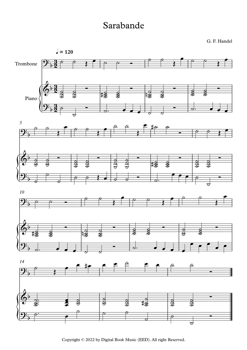 Sarabande - George Frideric Handel (Trombone + Piano) image number null