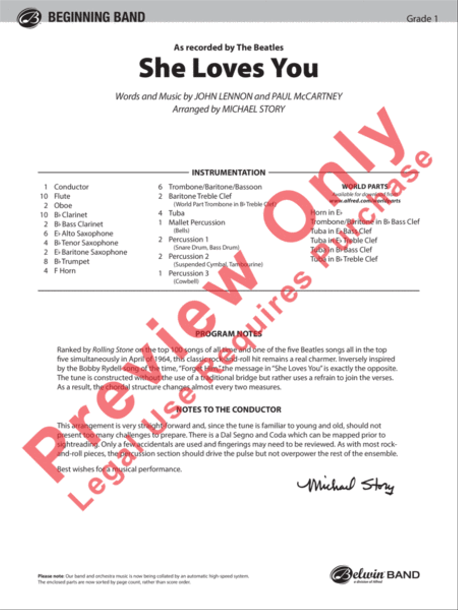 She Loves You Concert Band scores gallery preview page 2