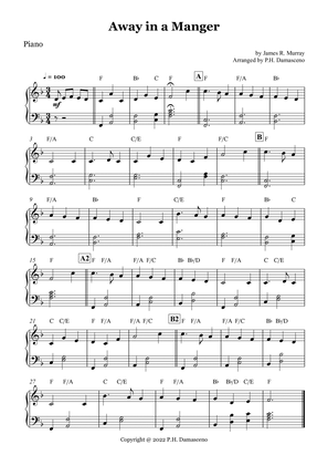 Away in a Manger - Easy Piano Solo with Chords